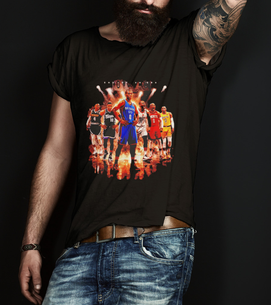 Russell Westbrook Oklahoma City NBA Career Retrospective With Team Jerseys T-Shirt