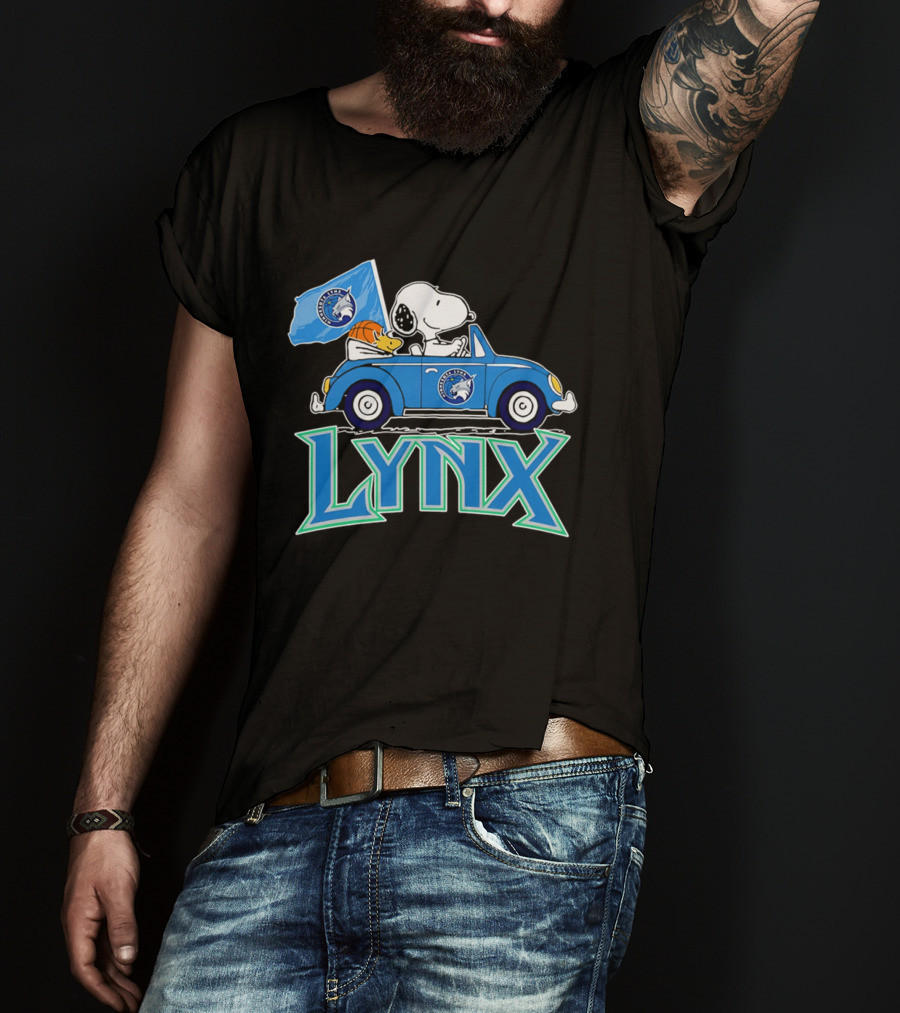 Minnesota Lynx Snoopy Driving Beetle Car With Team Flag T-Shirt
