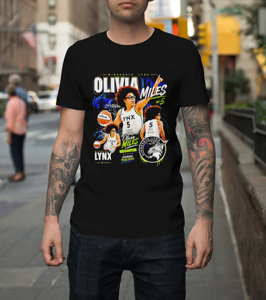 Minnesota Lynx Olivia Miles Number 5 Courage Together Basketball Player T-Shirt