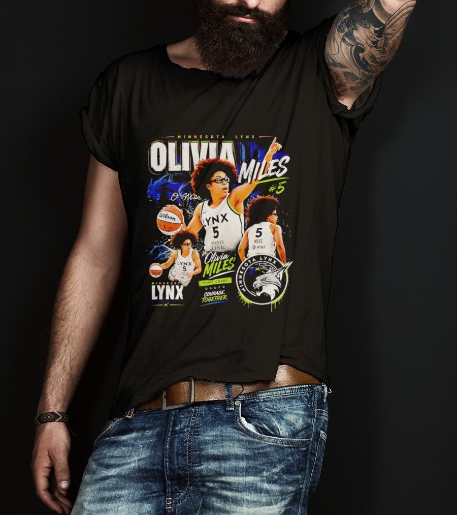 Minnesota Lynx Olivia Miles Number 5 Courage Together Basketball Player T-Shirt