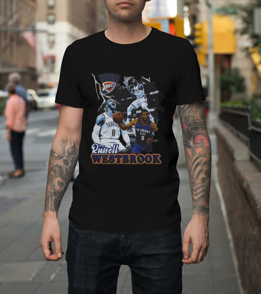 Russell Westbrook OKC Thunder Basketball Legend Collage T-Shirt