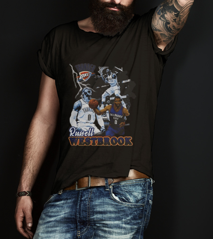 Russell Westbrook OKC Thunder Basketball Legend Collage T-Shirt