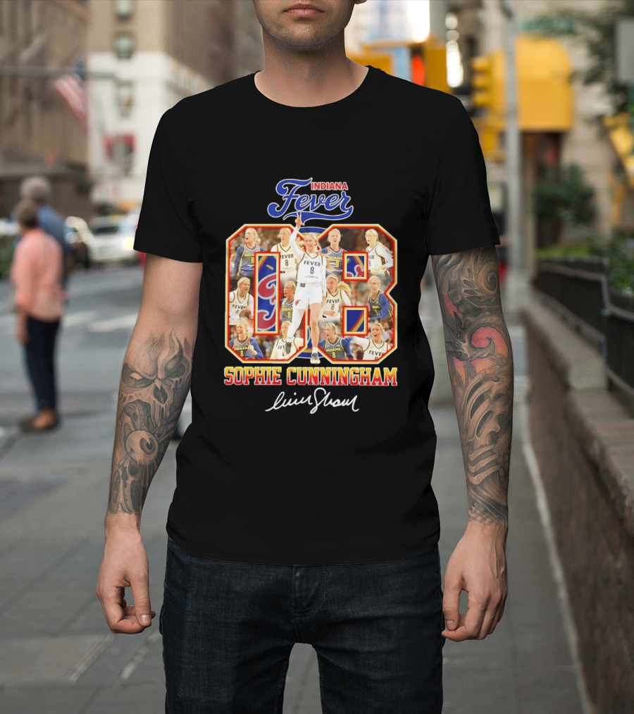 Indiana Fever Sophie Cunningham No 8 Collage WNBA T-Shirt