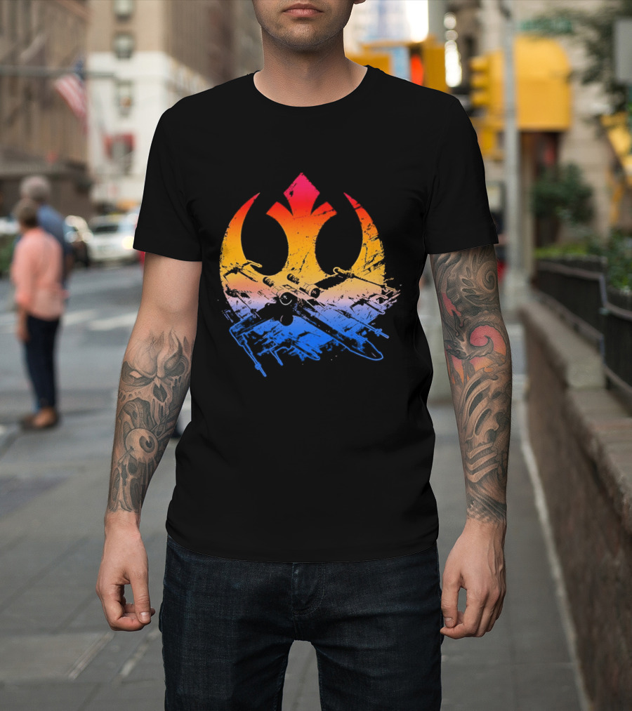 Star Wars Rebel Alliance Distressed Insignia X Wing Starfighters Gradient T-Shirt
