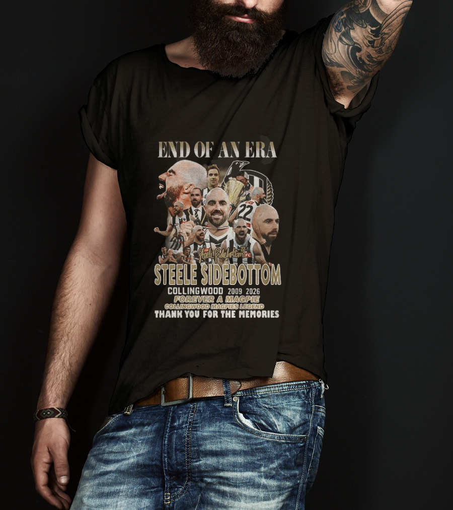 End Of An Era Steele Sidebottom Collingwood 2009 2023 Forever A Magpie Legend Thank You For The Memories T-Shirt