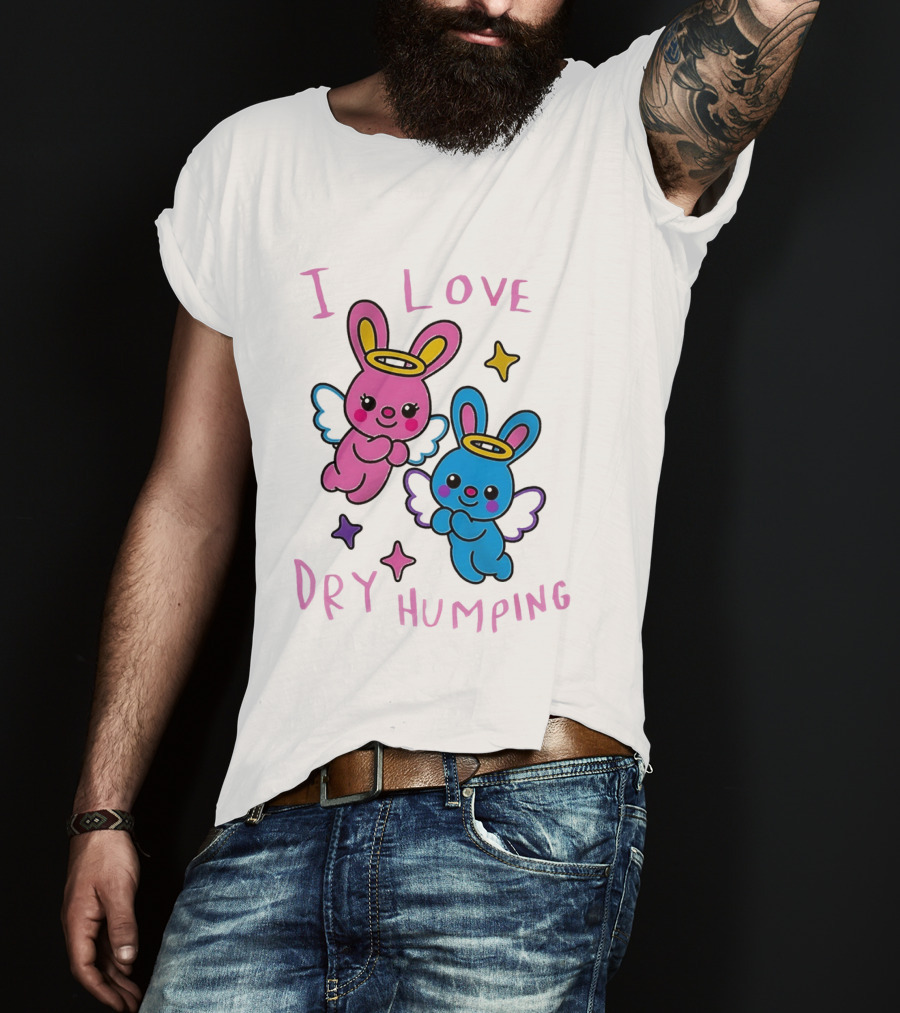Angel Bunnies I Love Dry Humping Funny Cartoon Characters T-Shirt