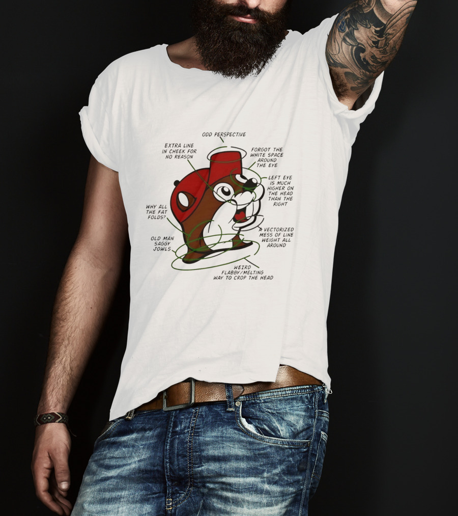 Buc Ee's Odd Perspective Extra Line Vectorized Mess Critique T-Shirt
