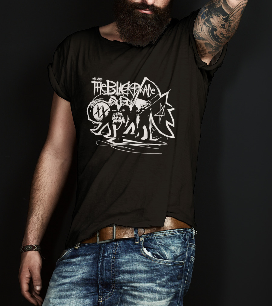 The Black Parade Skeleton Marching Band Drummer Flag Sketch T-Shirt