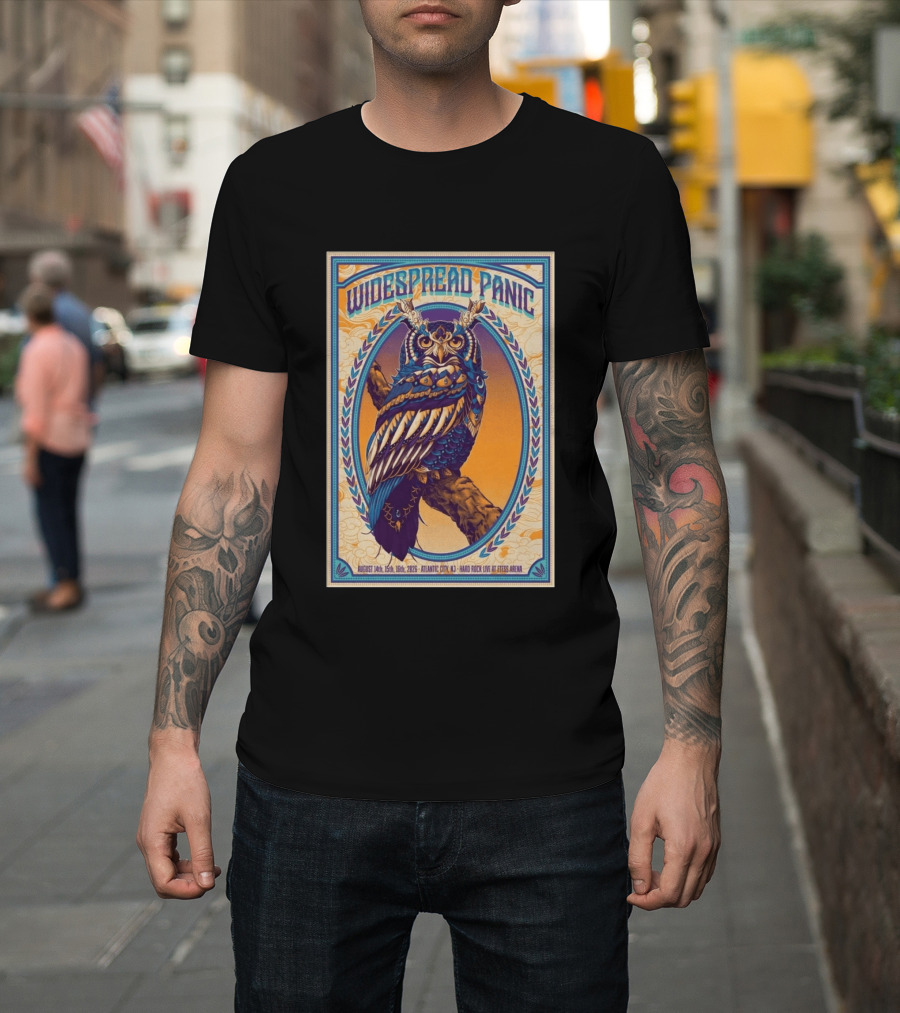 Widespread Panic Atlantic City August 14 16 2026 Hard Rock Live At Etess Arena Owl T-Shirt