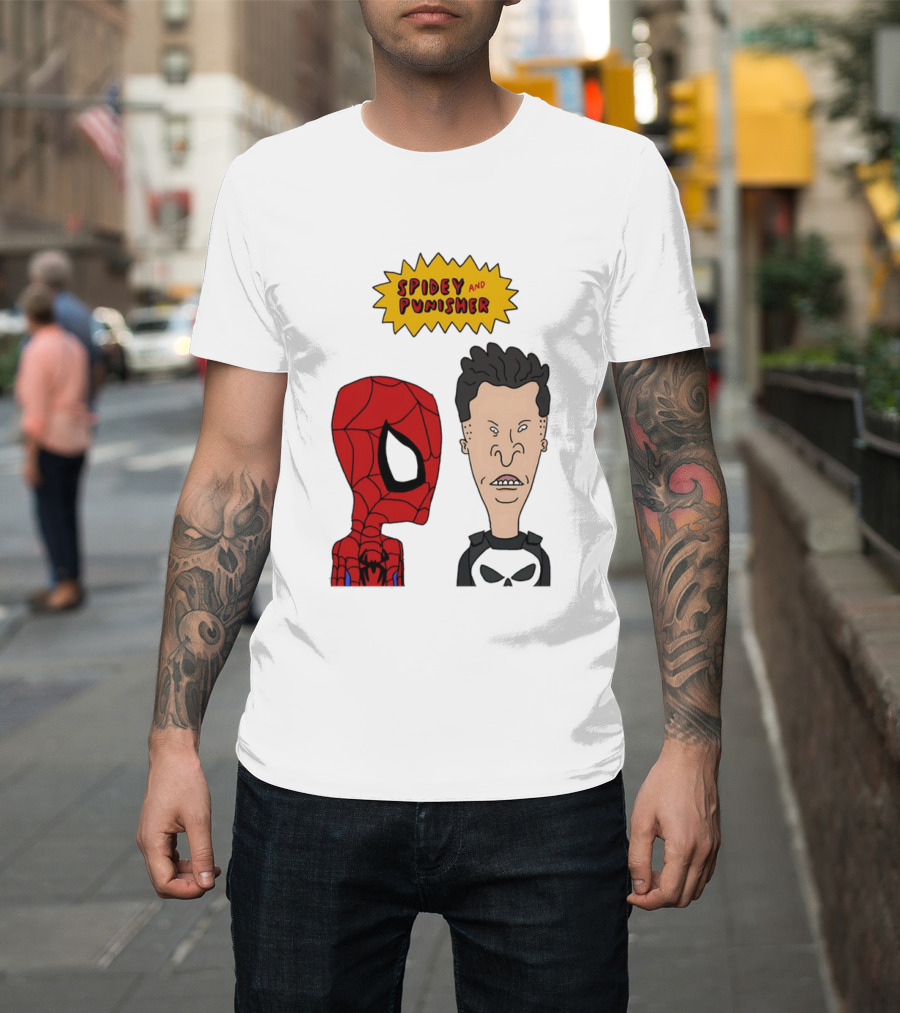 Beavis And Butt Head Spider Man Punisher Parody Marvel Mashup T-Shirt