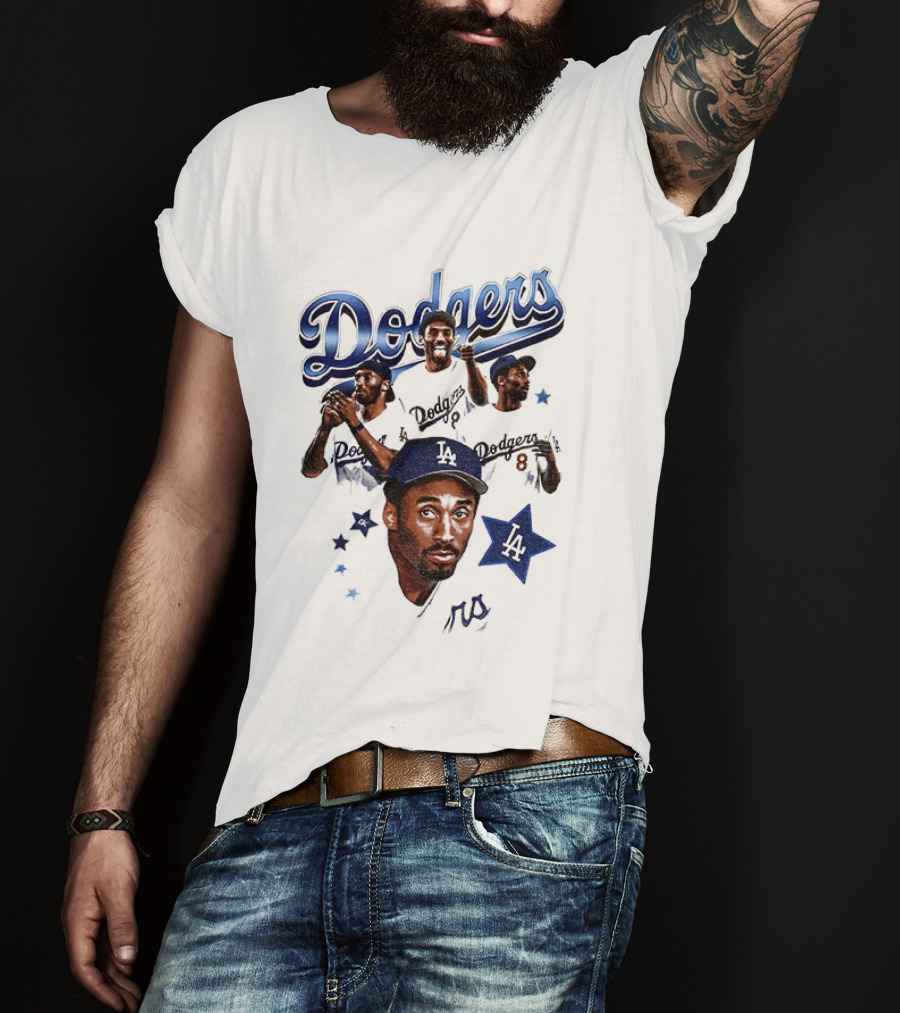 Los Angeles Dodgers Kobe Bryant Tribute Baseball Player Dodgers Jersey White T-Shirt