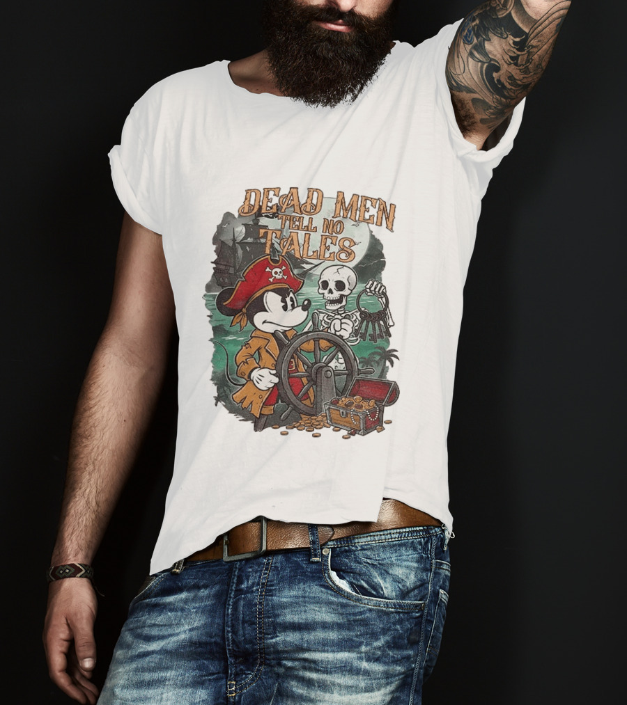 Mickey Mouse Pirate Skeleton Dead Men Tell No Tales Halloween Fantasy Adventure T-Shirt
