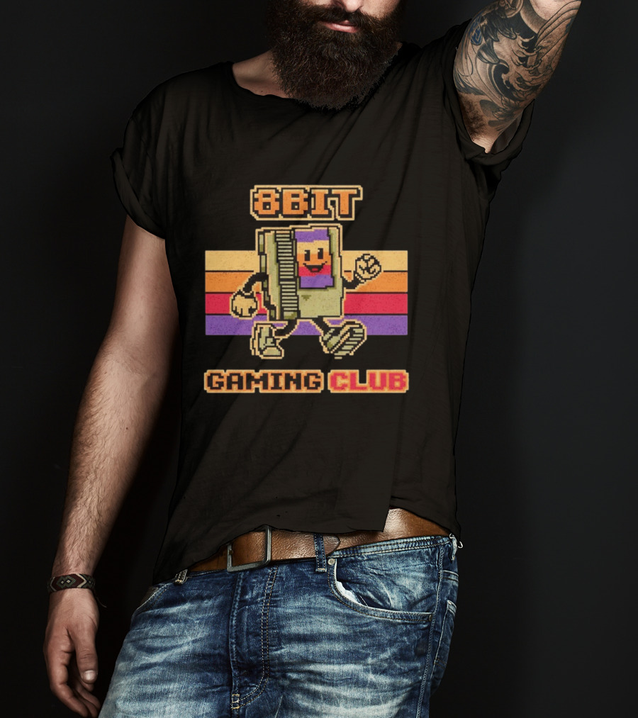 8bit Gaming Club Pixel Cartridge Retro Gamer T-Shirt