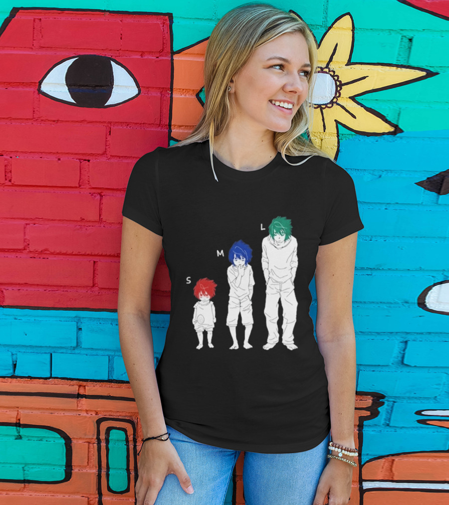 Anime Death Note L Character Evolution Sizes S M L T-Shirt