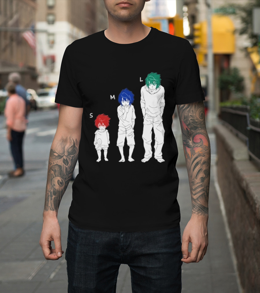 Anime Death Note L Character Evolution Sizes S M L T-Shirt