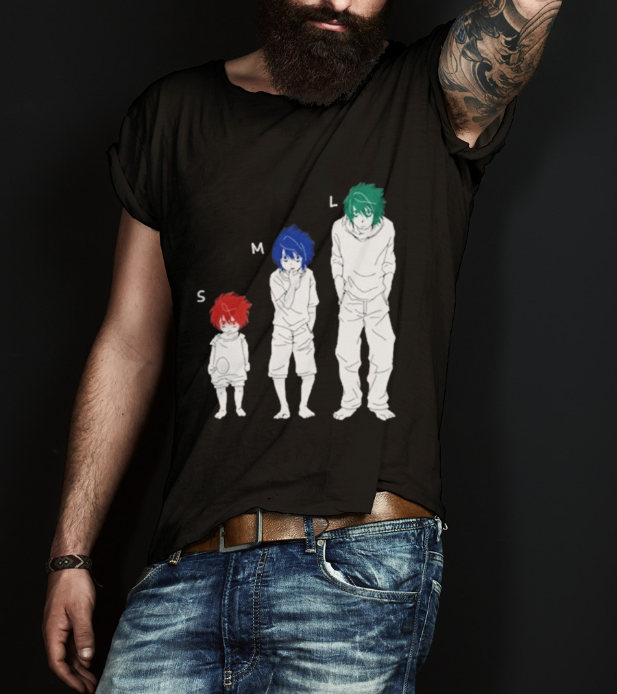 Anime Death Note L Character Evolution Sizes S M L T-Shirt