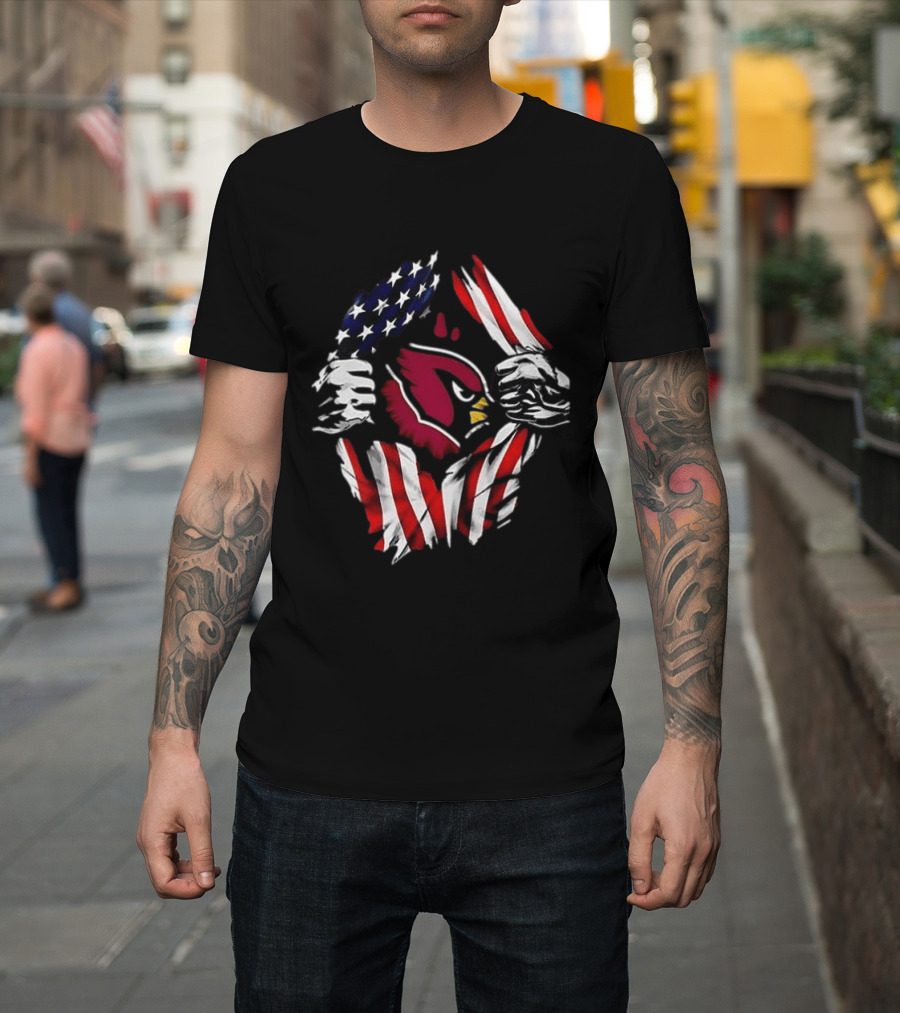Arizona Cardinals American Flag Bald Eagle Skull Super Man T-Shirt