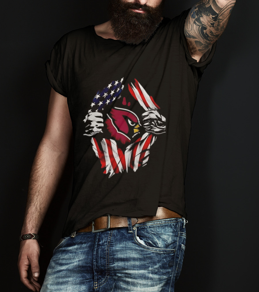 Arizona Cardinals American Flag Bald Eagle Skull Super Man T-Shirt