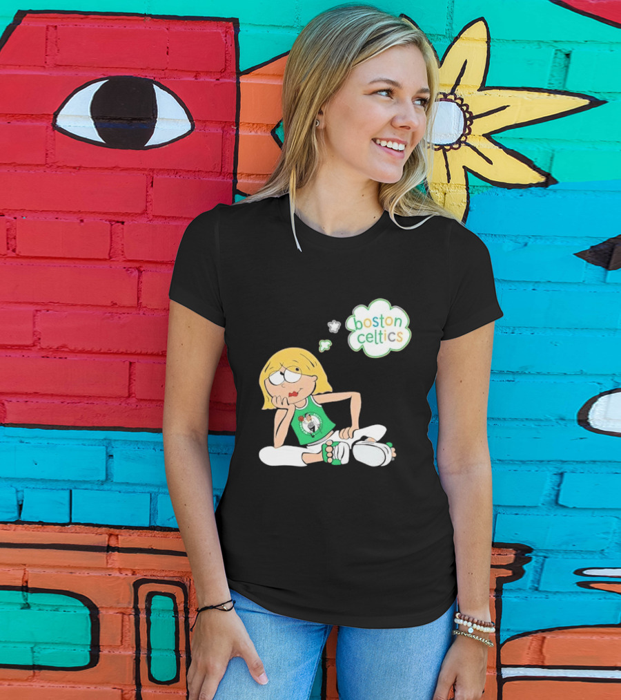 Boston Celtics NBA Cartoon Girl Sitting Thought Bubble T-Shirt