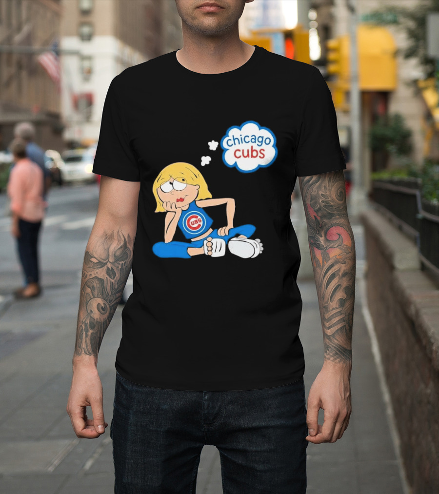 Chicago Cubs MLB Blonde Cartoon Girl Sitting Thought Bubble T-Shirt