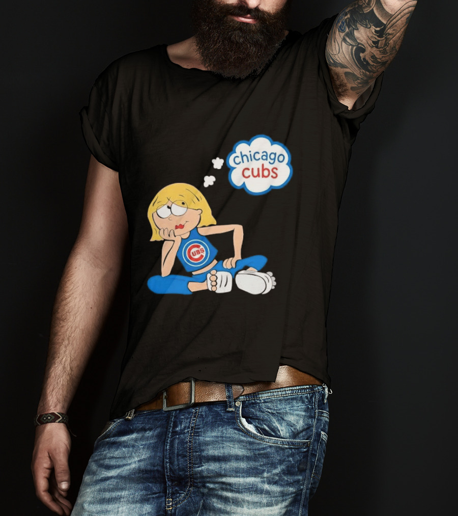 Chicago Cubs MLB Blonde Cartoon Girl Sitting Thought Bubble T-Shirt