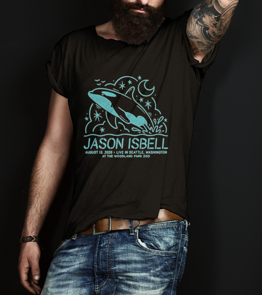 Jason Isbell Aug 13 2026 Seattle Woodland Park Zoo Whale Moon Stars T-Shirt