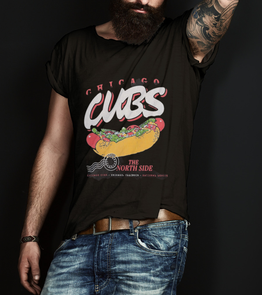 Chicago Cubs The North Side Hot Dog Chicago Illinois National League T-Shirt