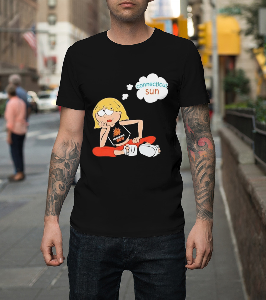 Connecticut Sun WNBA Cartoon Blonde Girl Thought Bubble T-Shirt