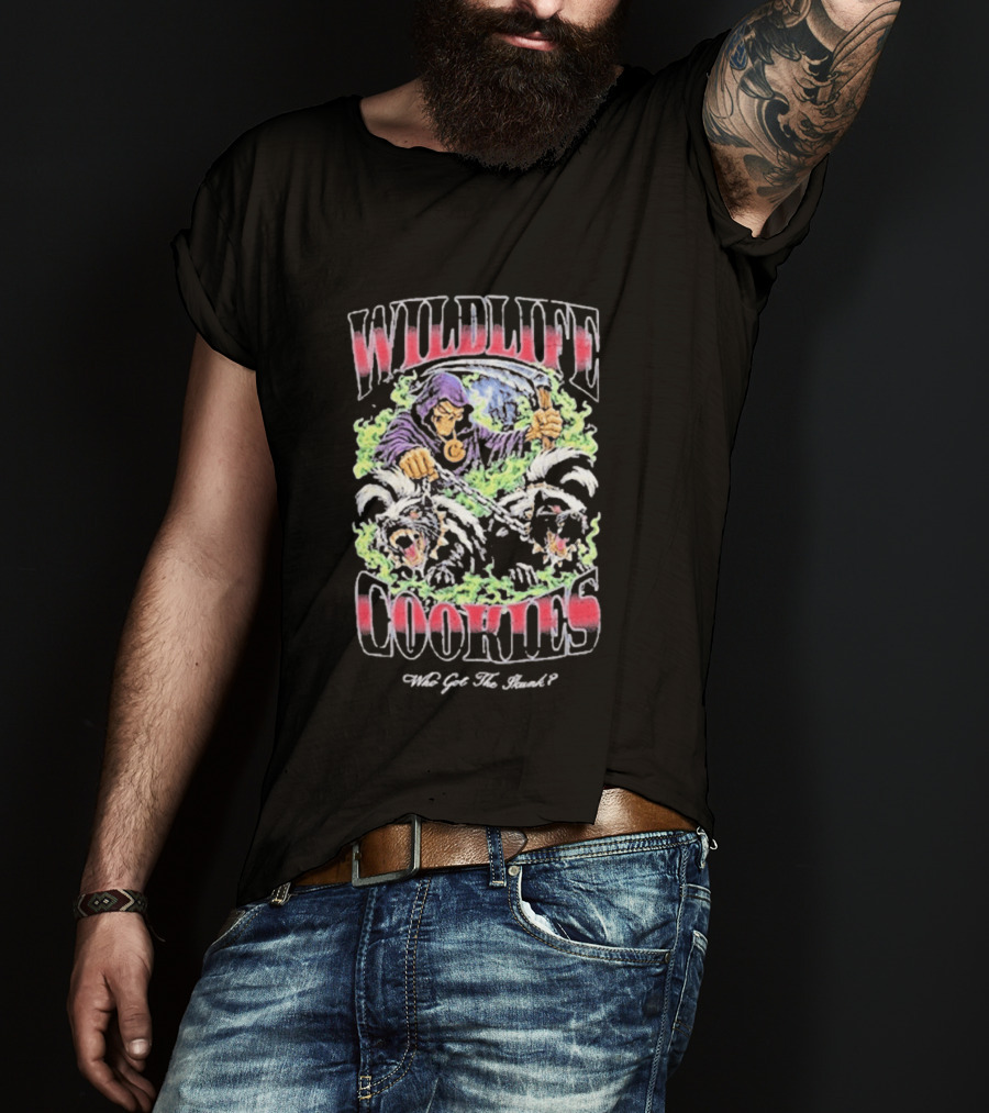 Wildlife Cookies Who Got The Skunk Character And Skulls T-Shirt