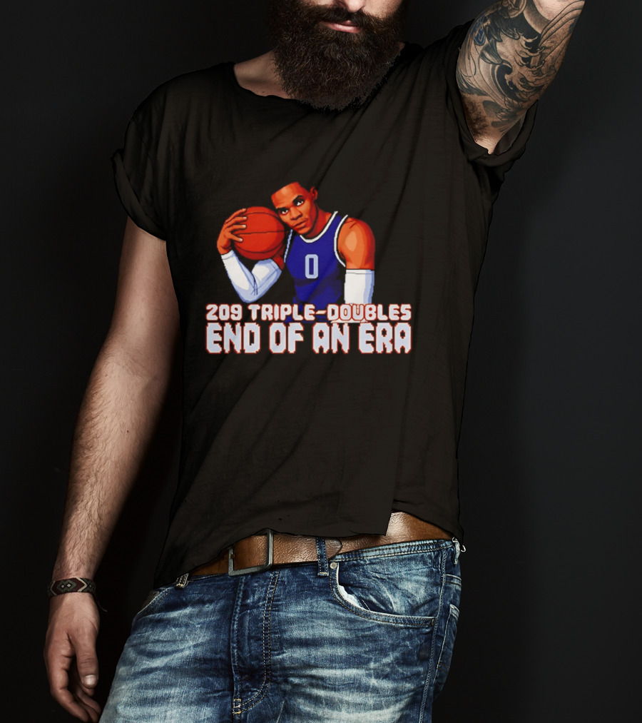 Russell Westbrook 209 Triple Doubles End Of An Era Basketball Legend Pixel T-Shirt