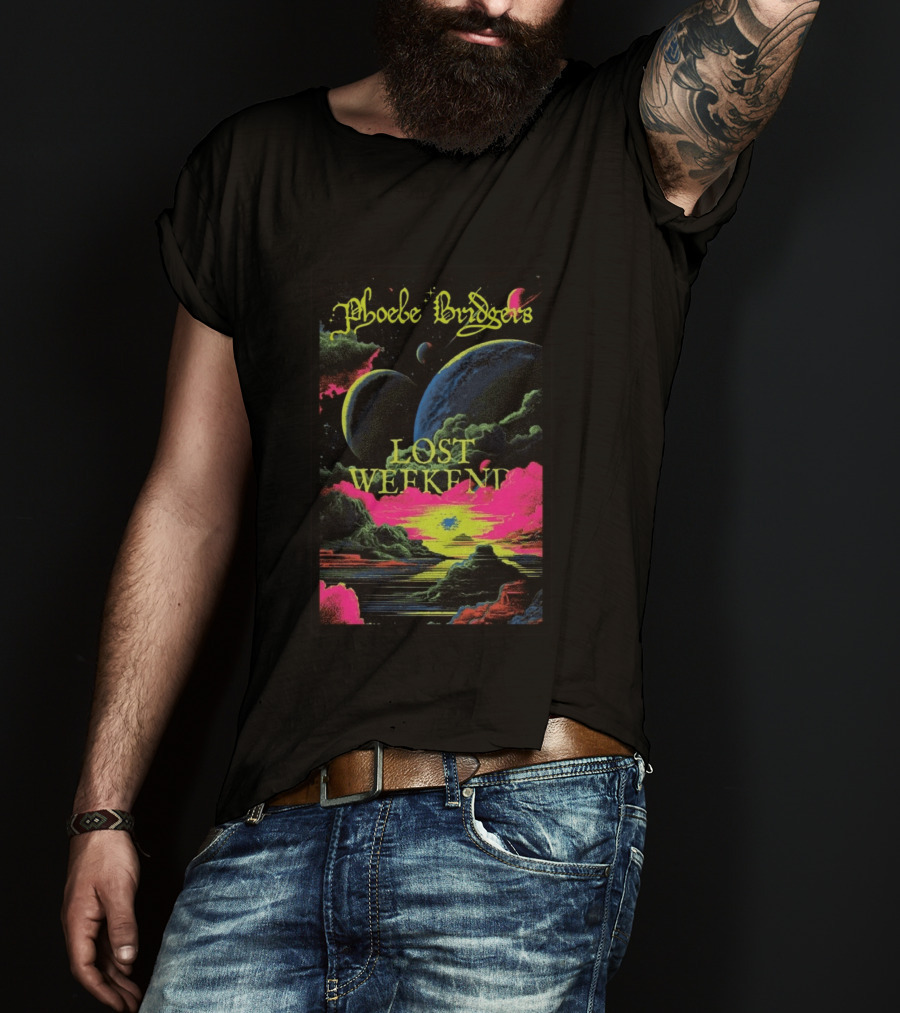 Phoebe Bridgers Lost Weekend 2026 Cosmic Event Planets Clouds Neon T-Shirt