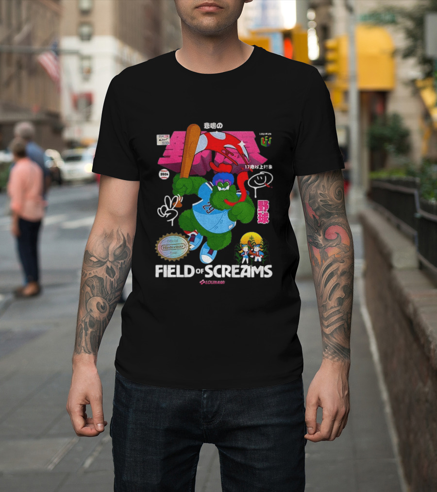 MLB 2026 Phillies Vs Twins Field Of Screams Featuring Konami Nintendo Baseball T-Shirt