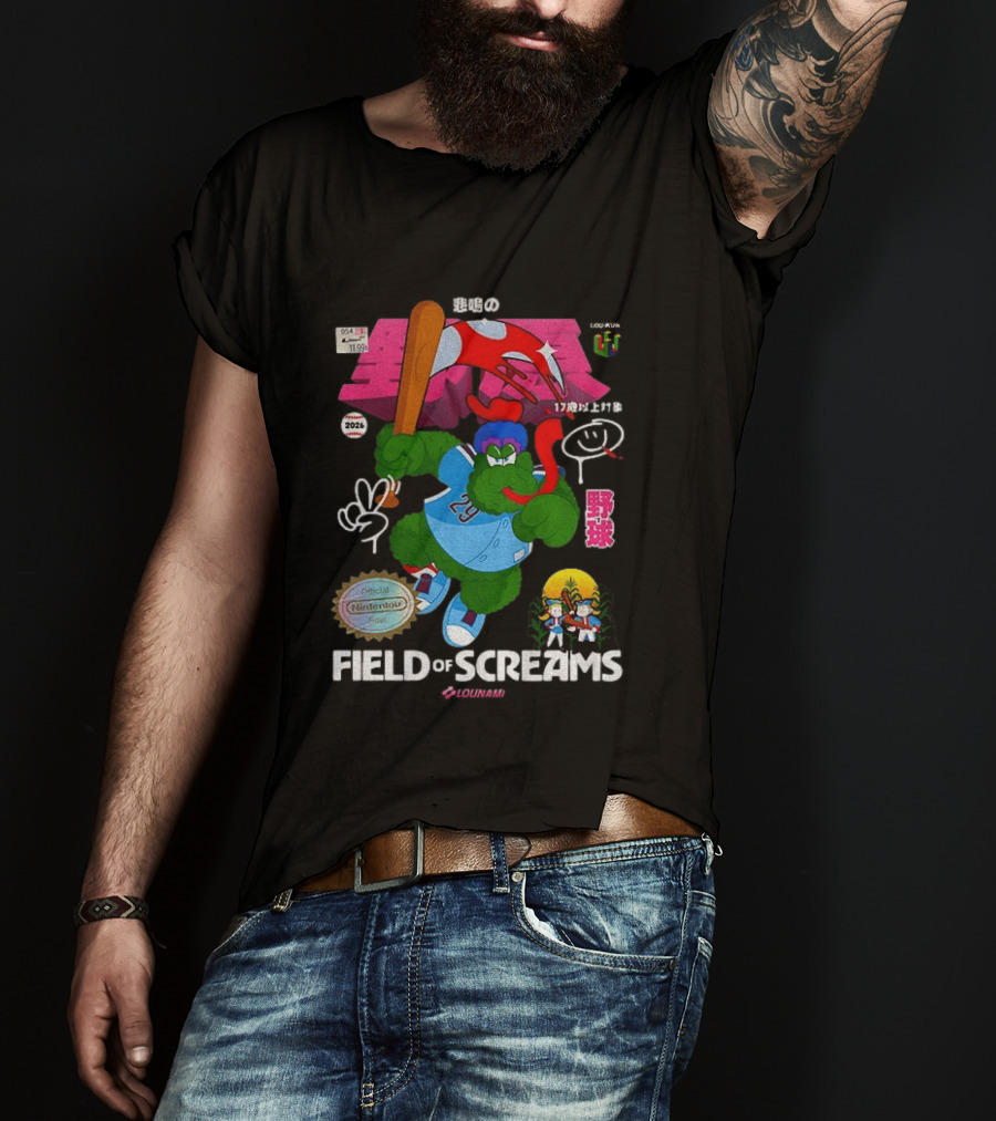 MLB 2026 Phillies Vs Twins Field Of Screams Featuring Konami Nintendo Baseball T-Shirt