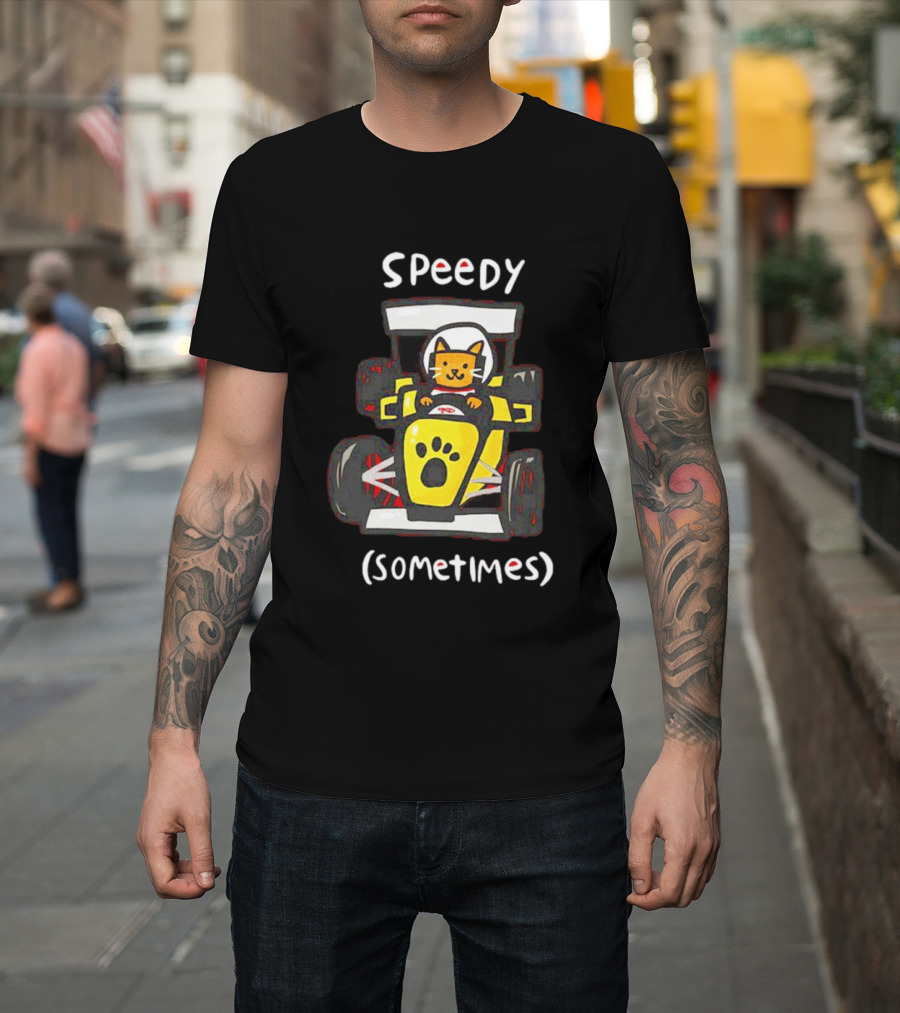 Speedy Sometimes Cat Racecar Paw Print Racing T-Shirt