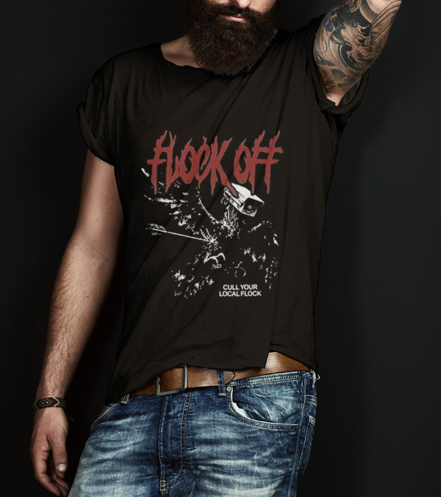 Tucker Carlson Flock Off Cull Your Local Flock Skeleton Bird Red T-Shirt