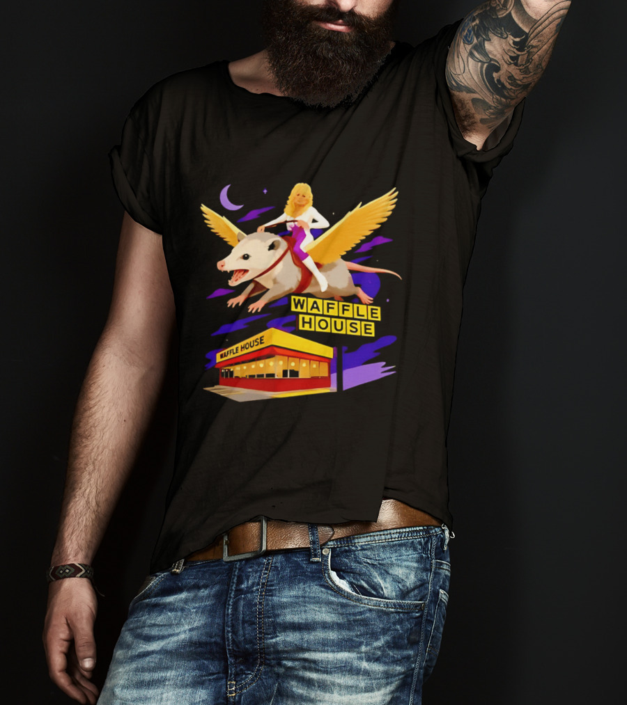 Waffle House Dolly Parton Flying Opossum Adventure T-Shirt