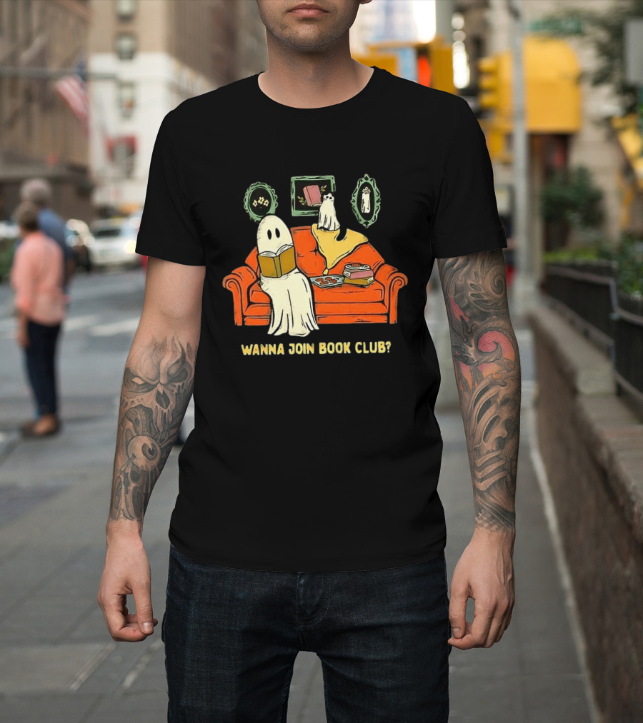 Wanna Join Book Club Ghost Cat Spooky Halloween Cookies T-Shirt