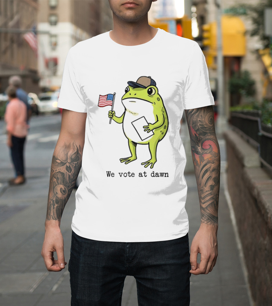 American Frog With Flag We Vote At Dawn T-Shirt