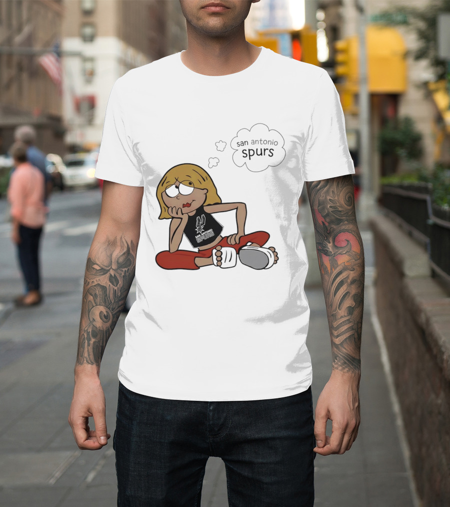 San Antonio Spurs Cartoon Blonde Girl Thought Bubble Daydreaming T-Shirt