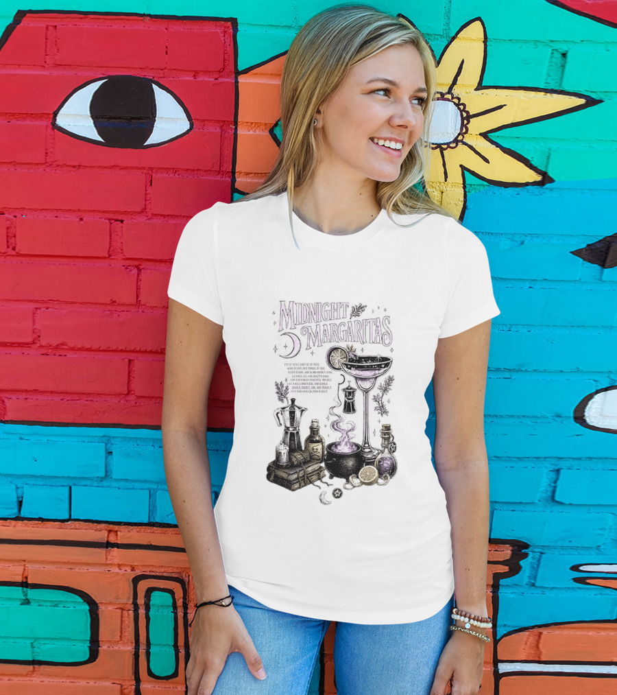 Midnight Margaritas Witchy Cocktail Cauldron Eye Of Newt Toe Of Frog Recipe Potion Essentials T-Shirt