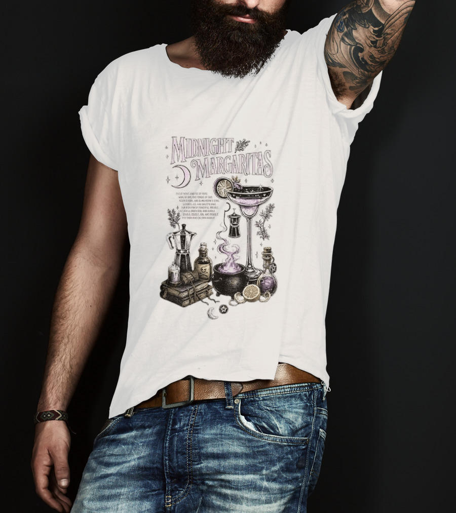Midnight Margaritas Witchy Cocktail Cauldron Eye Of Newt Toe Of Frog Recipe Potion Essentials T-Shirt