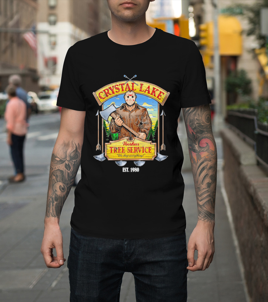 Crystal Lake Voorhees Tree Service We Chop Everything Est 1980 T-Shirt