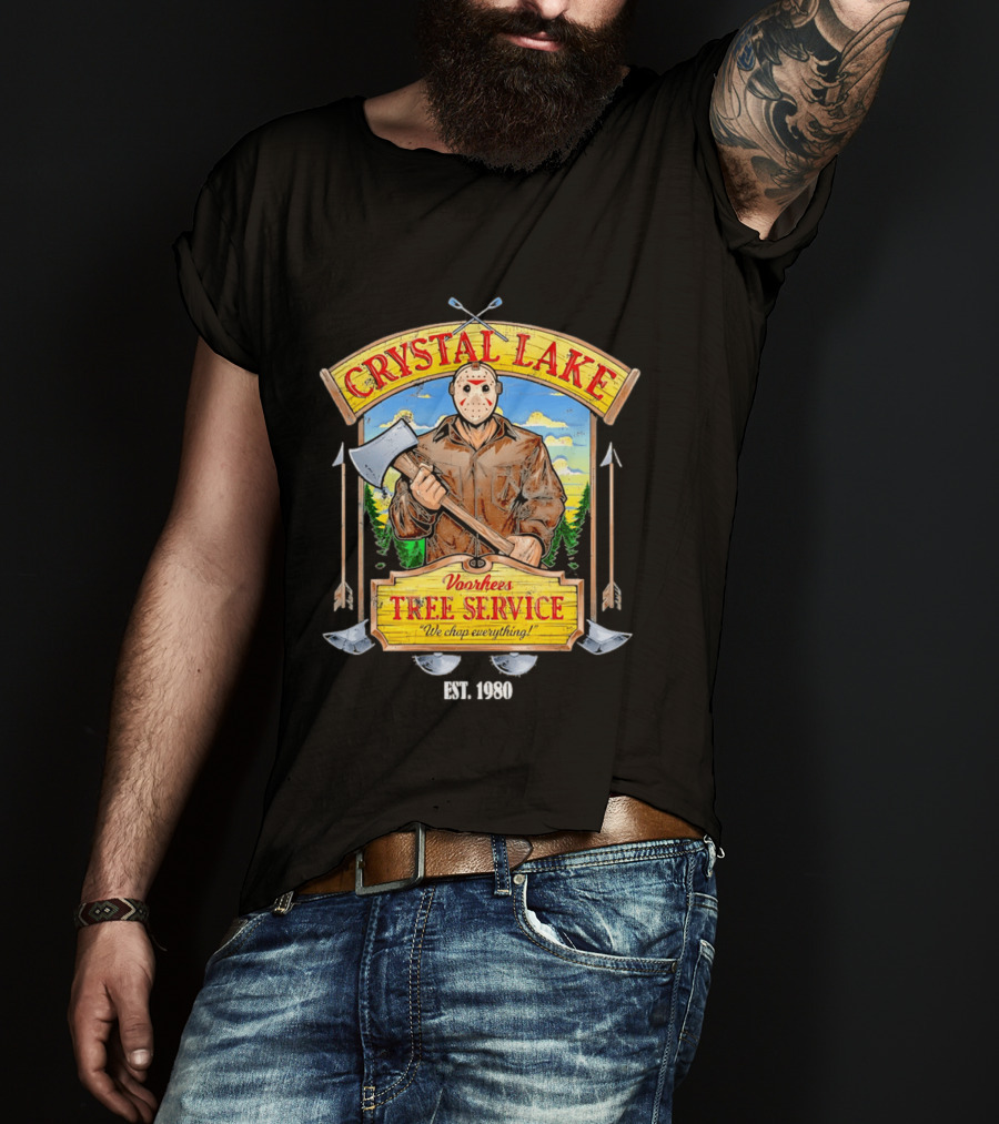 Crystal Lake Voorhees Tree Service We Chop Everything Est 1980 T-Shirt