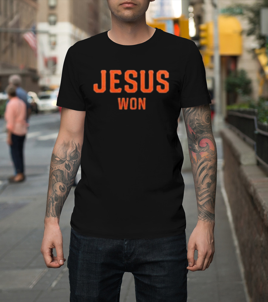 Giants Jesus Won San Francisco Orange Block Lettering T-Shirt