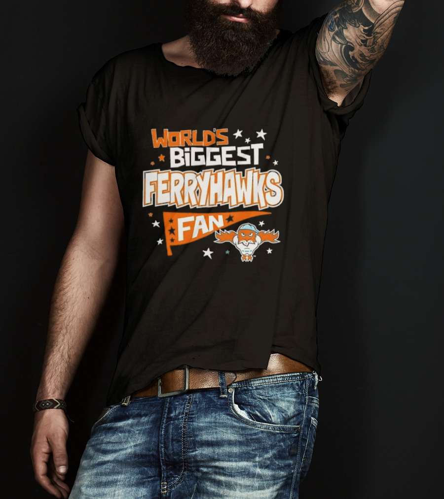World's Biggest Staten Island Ferryhawks Fan Cartoon Pennant With Stars T-Shirt