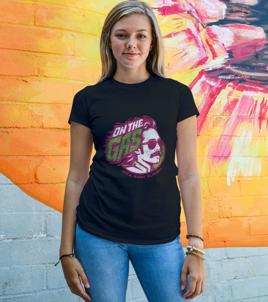 On The Gas With Ryan Blaney Racing Style Retro Hair Sunglasses T-Shirt