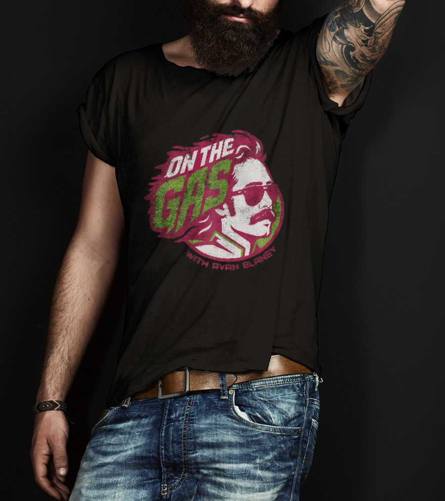 On The Gas With Ryan Blaney Racing Style Retro Hair Sunglasses T-Shirt