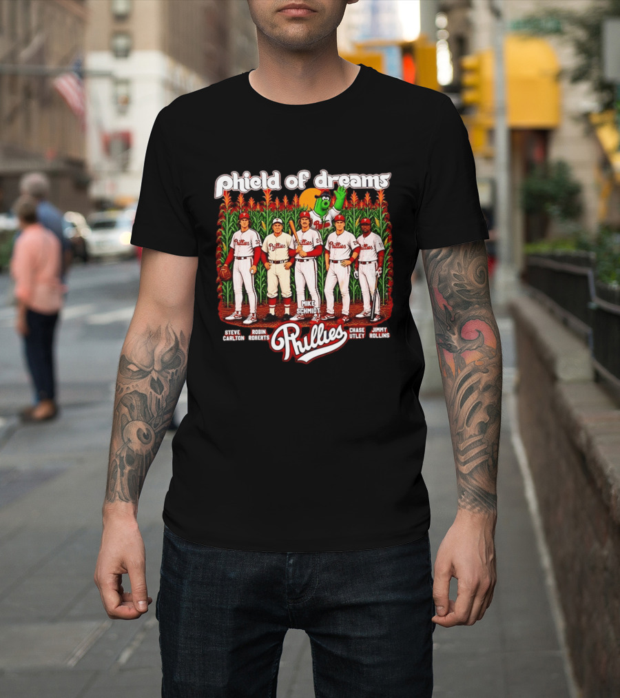 Phield Of Dreams Phillies 2026 Steve Carlton Robin Roberts Mike Schmidt Chase Utley Jimmy Rollins T-Shirt