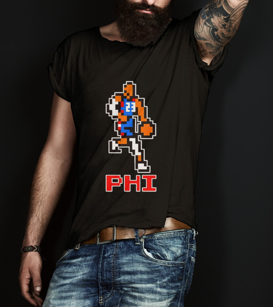 Philadelphia 76ers Phi 8 Bit Pixel Basketball Player 23 Dribbling T-Shirt