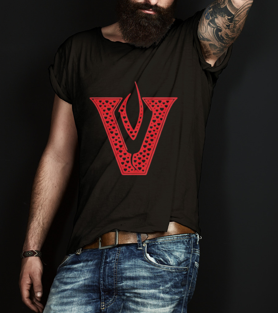 Red V Filled Hearts Flame T-Shirt
